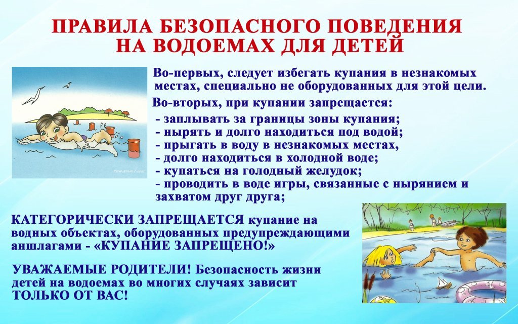 ПРАВИЛА БЕЗОПАСНОГО ПОВЕДЕНИЯ НА ВОДОЕМАХ ДЕТЕЙ.